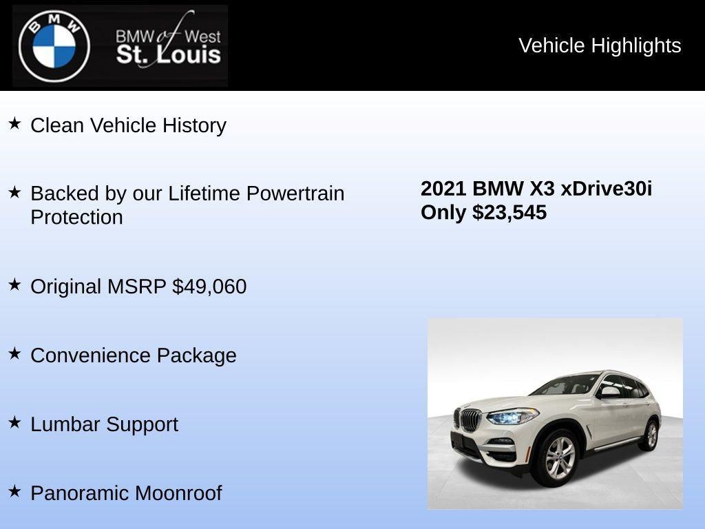used 2021 BMW X3 car, priced at $23,545