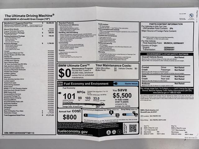 new 2025 BMW i4 Gran Coupe car, priced at $67,275