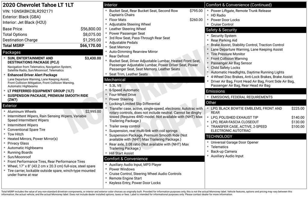 used 2020 Chevrolet Tahoe car, priced at $31,665