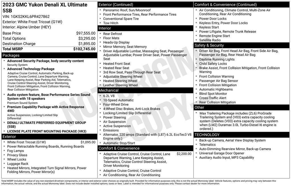 used 2023 GMC Yukon XL car, priced at $69,888