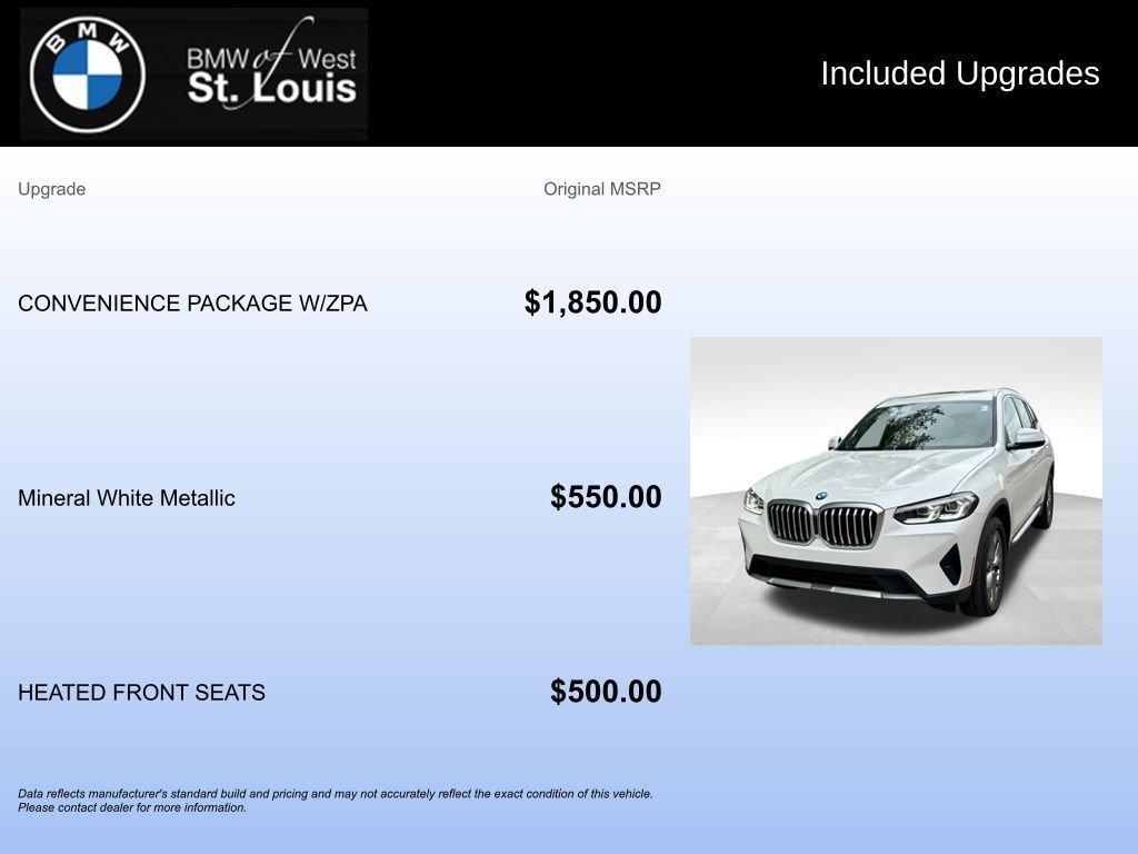 used 2022 BMW X3 car, priced at $34,445