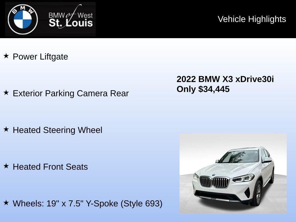 used 2022 BMW X3 car, priced at $34,445