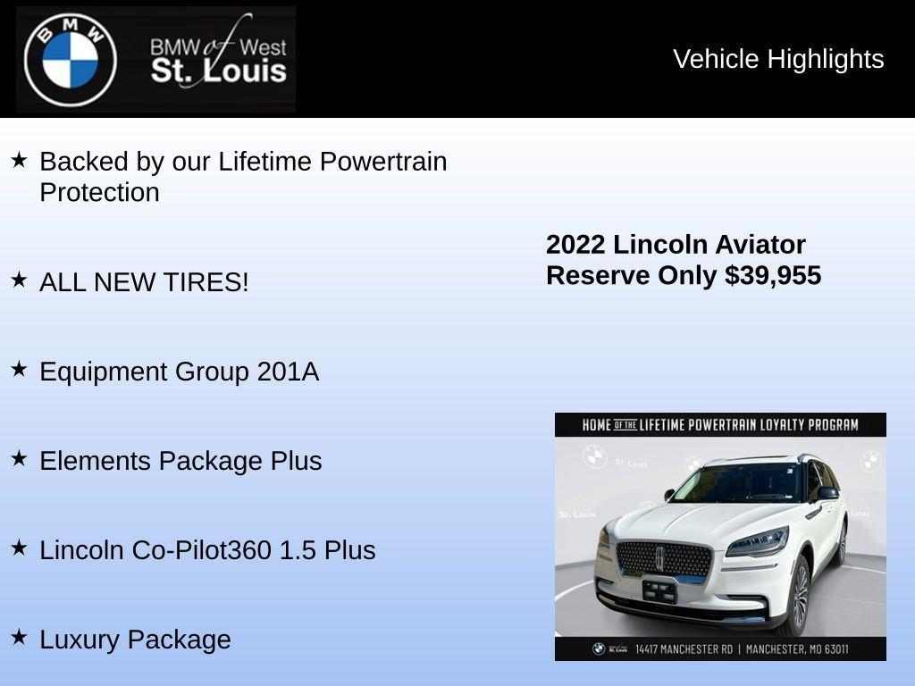 used 2022 Lincoln Aviator car, priced at $39,955
