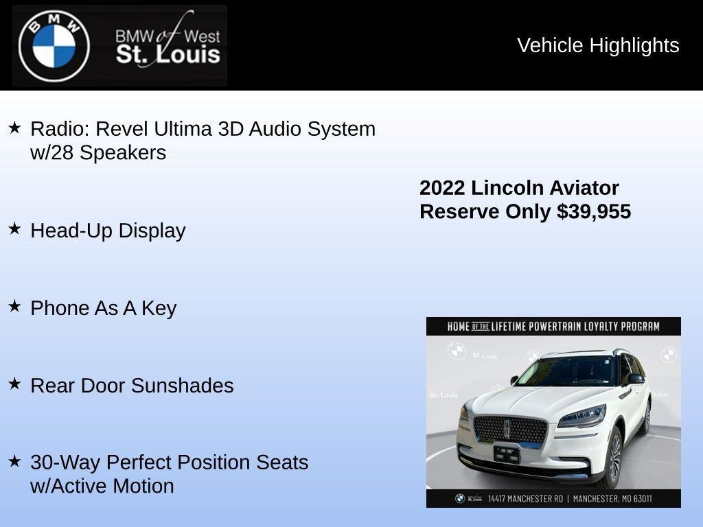 used 2022 Lincoln Aviator car, priced at $39,955