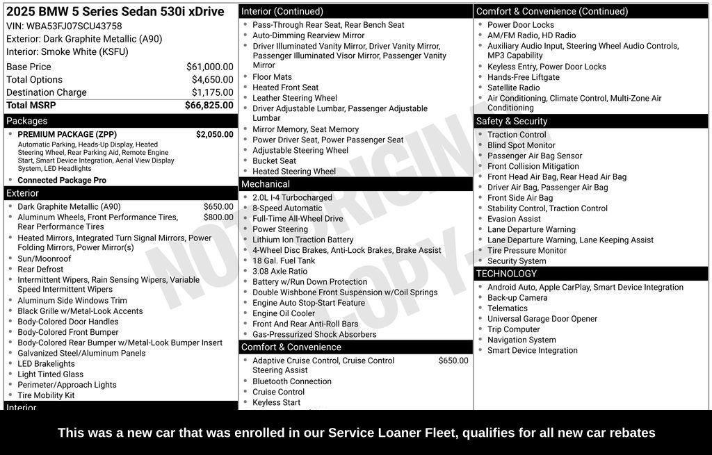 used 2025 BMW 530 car, priced at $53,989