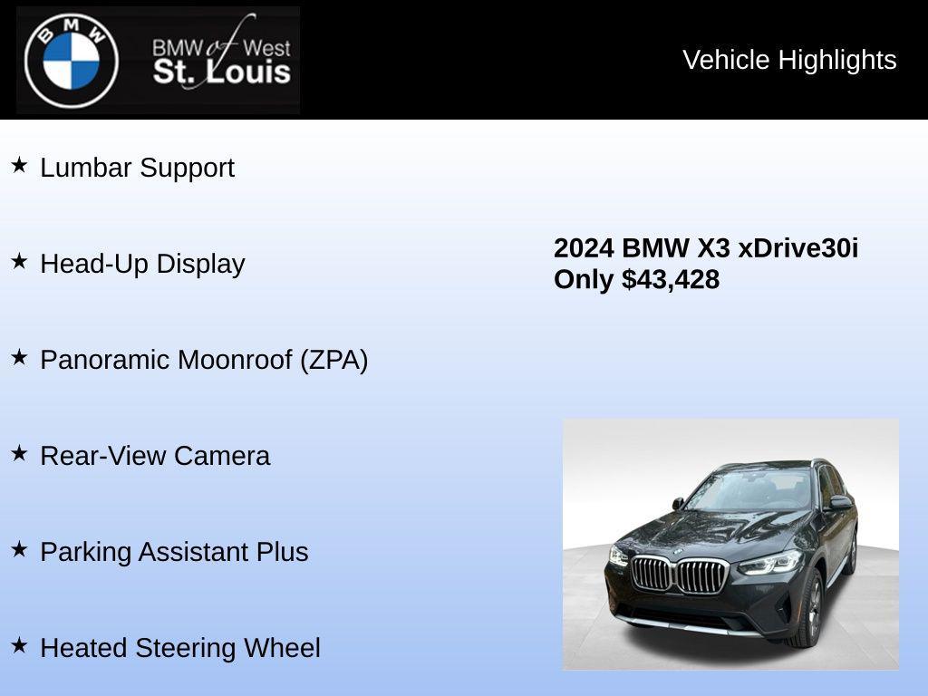 used 2024 BMW X3 car, priced at $43,428
