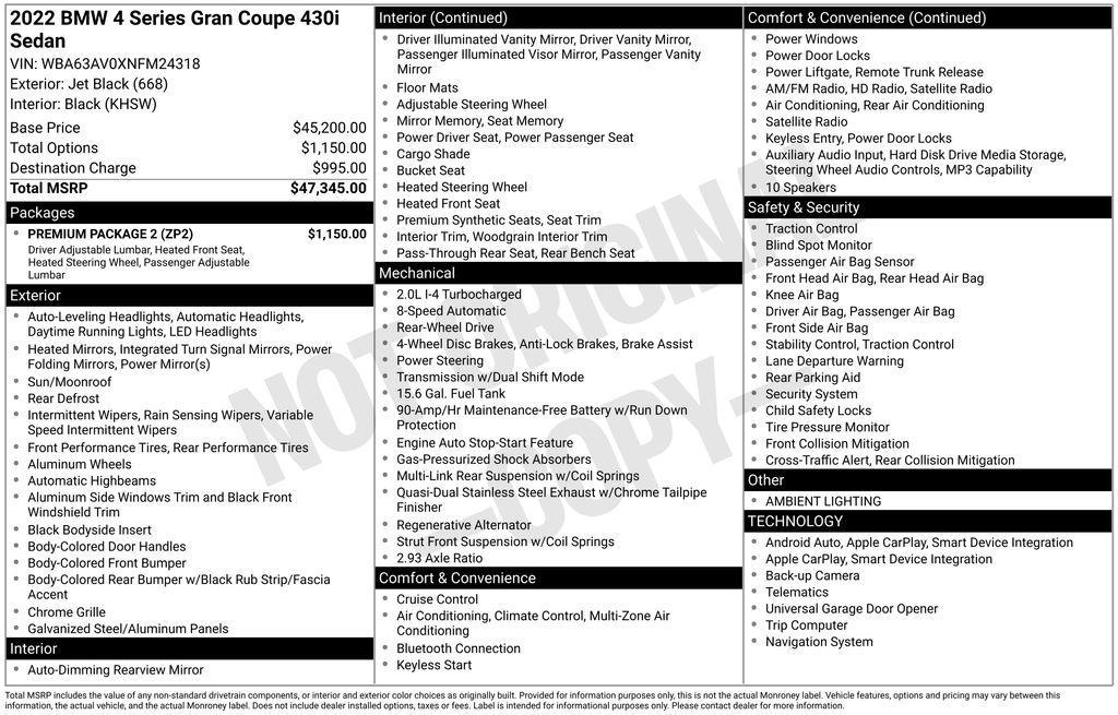 used 2022 BMW 430 Gran Coupe car, priced at $32,545