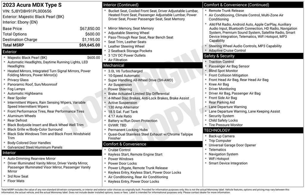 used 2023 Acura MDX car, priced at $34,929