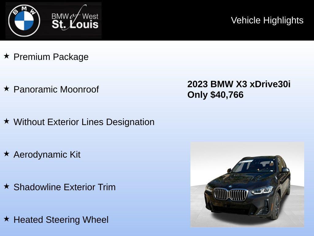 used 2023 BMW X3 car, priced at $37,988