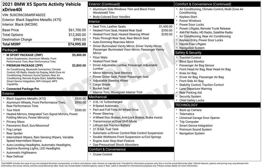 used 2021 BMW X5 car, priced at $39,956