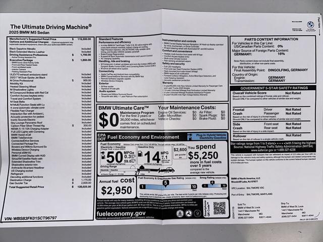 new 2025 BMW M5 car, priced at $128,025