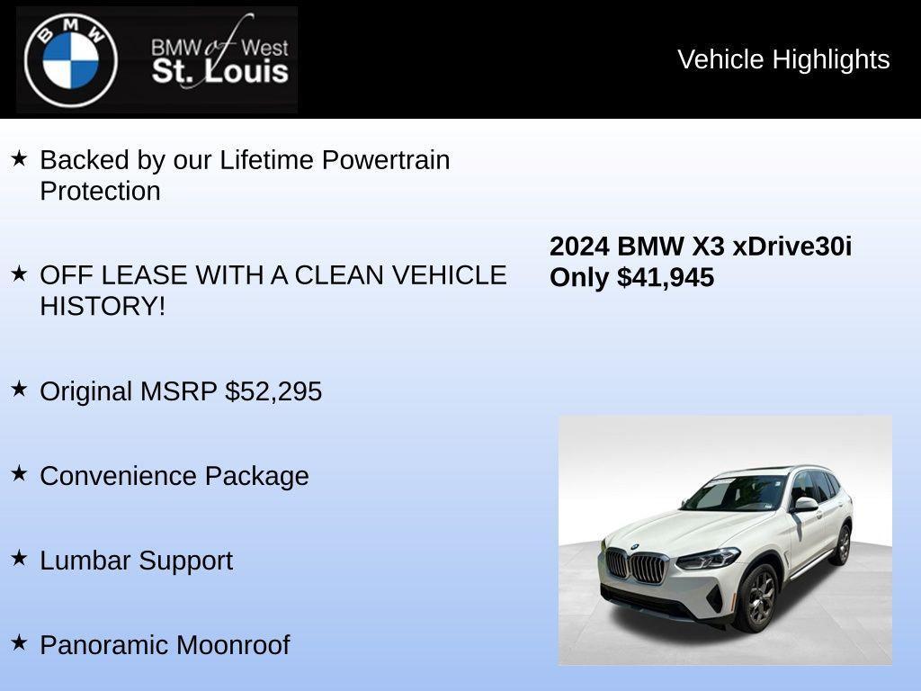 used 2024 BMW X3 car, priced at $41,945