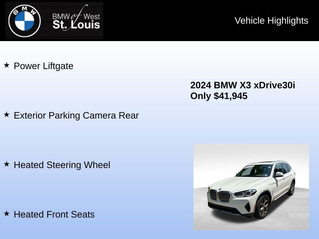 used 2024 BMW X3 car, priced at $41,945