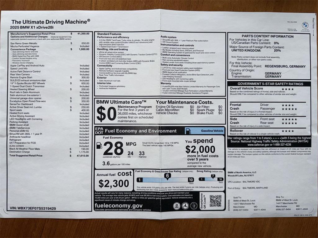 new 2025 BMW X1 car, priced at $47,615