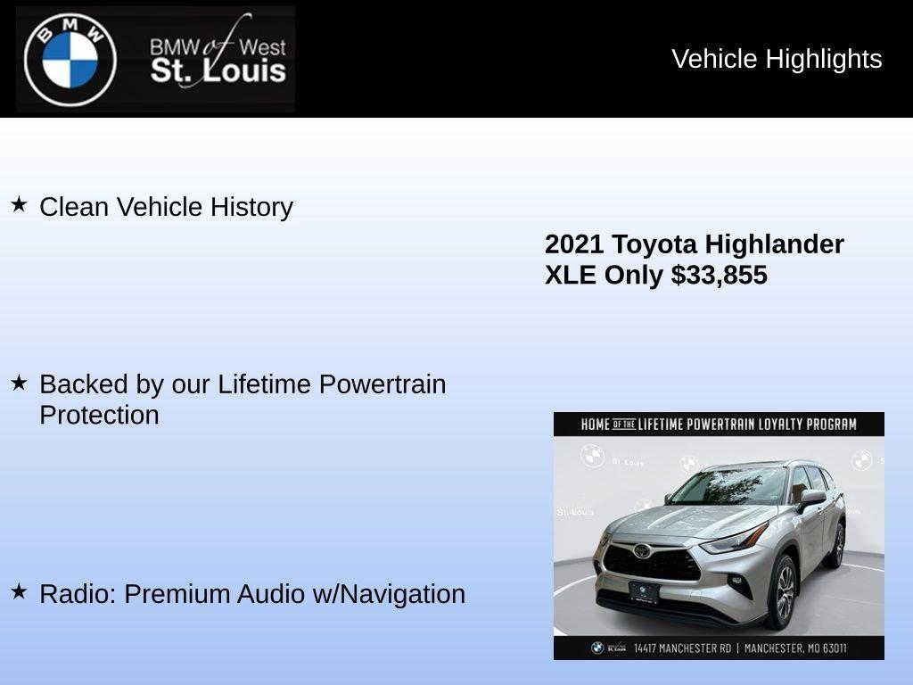 used 2021 Toyota Highlander car, priced at $33,855