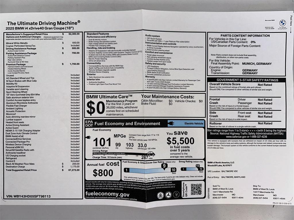 used 2025 BMW i4 Gran Coupe car, priced at $61,275