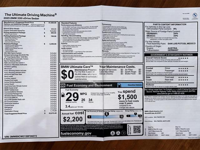 new 2025 BMW 330 car, priced at $52,975