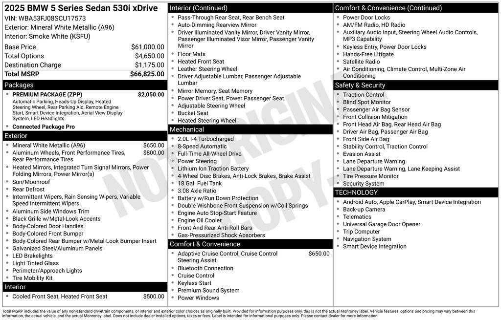 used 2025 BMW 530 car, priced at $53,950