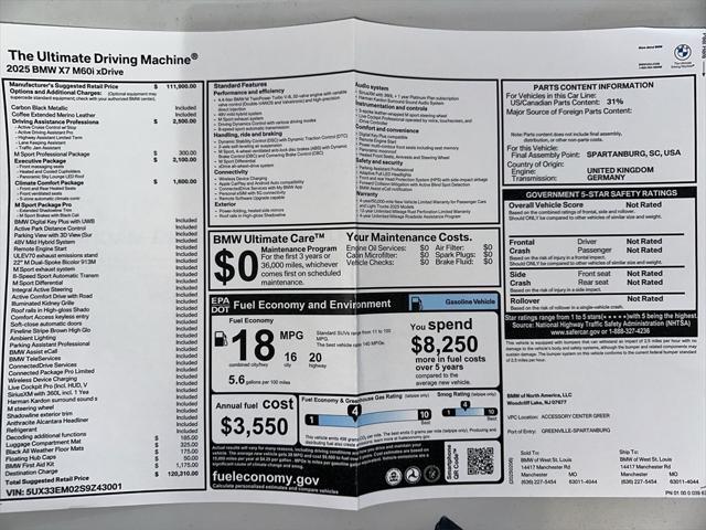 new 2025 BMW X7 car, priced at $119,900