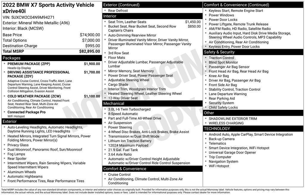 used 2022 BMW X7 car, priced at $50,757