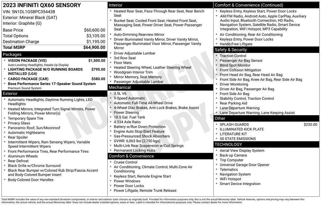 used 2023 INFINITI QX60 car, priced at $37,455