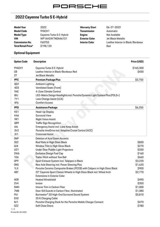 used 2022 Porsche Cayenne car, priced at $110,293