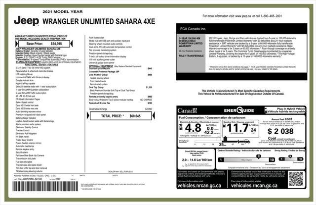 used 2021 Jeep Wrangler Unlimited 4xe car, priced at $31,999