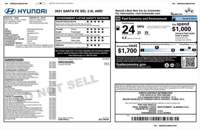 used 2021 Hyundai Santa Fe car, priced at $18,993