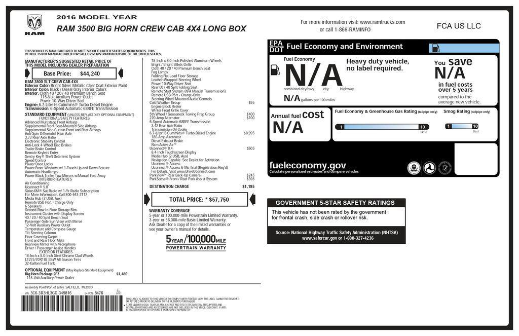 used 2016 Ram 3500 car, priced at $34,693