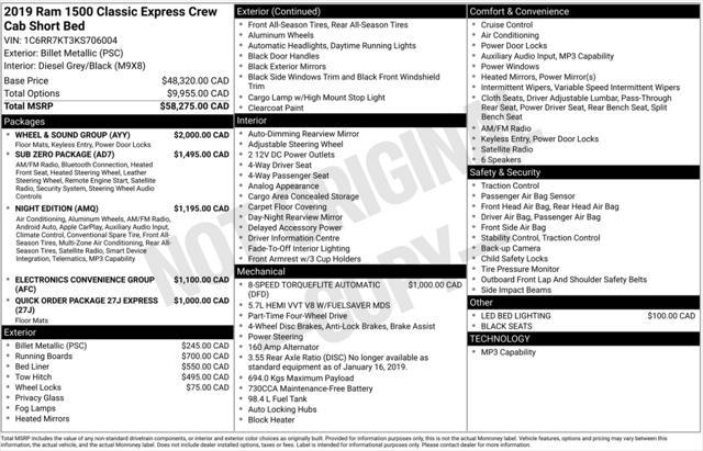 used 2019 Ram 1500 car, priced at $30,993