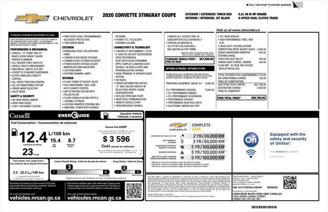 used 2020 Chevrolet Corvette car, priced at $61,993