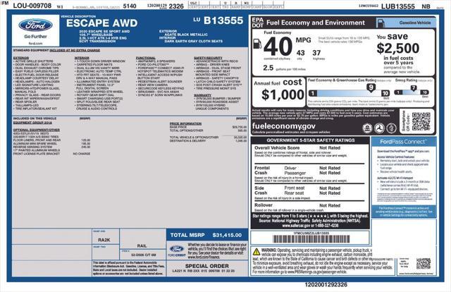 used 2020 Ford Escape car, priced at $18,993