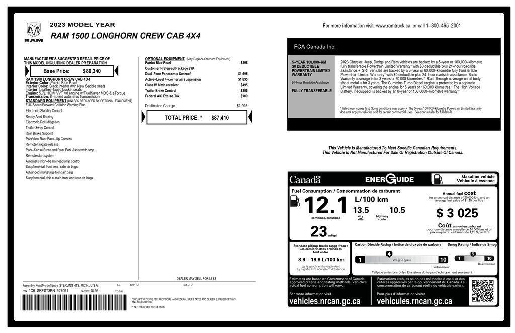 used 2023 Ram 1500 car, priced at $40,993