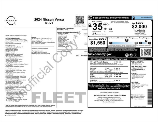 used 2024 Nissan Versa car, priced at $16,699