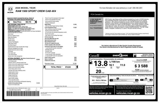 used 2020 Ram 1500 car, priced at $36,899