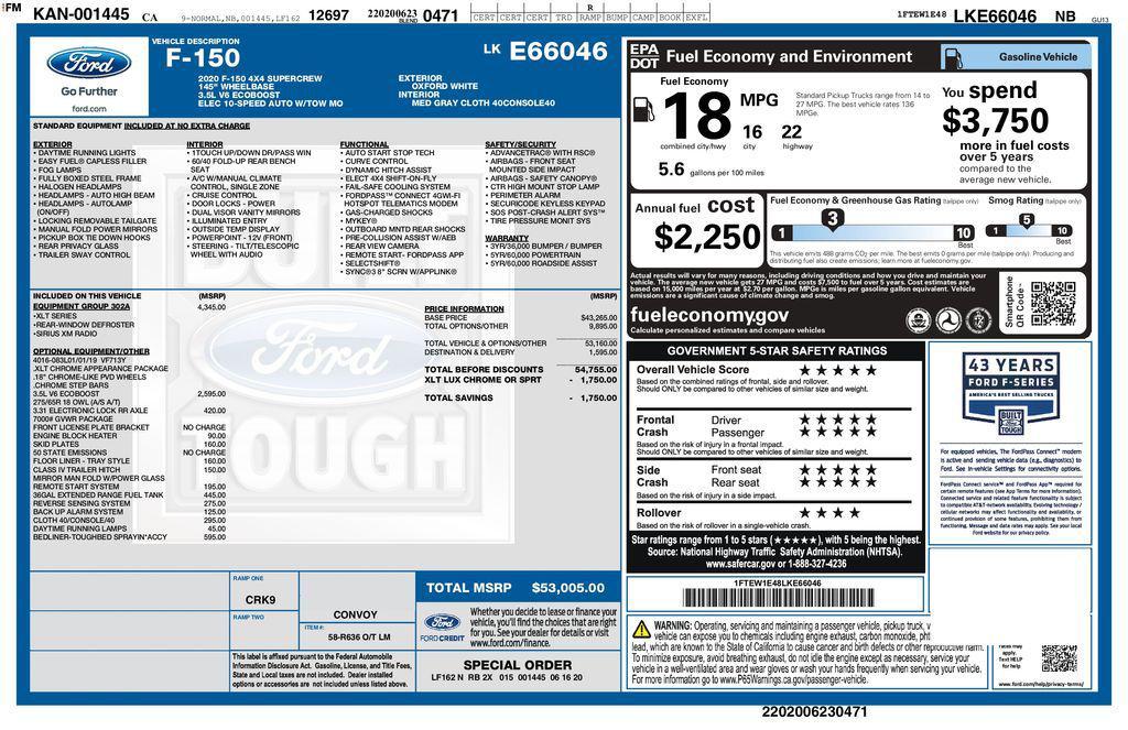 used 2020 Ford F-150 car, priced at $23,993
