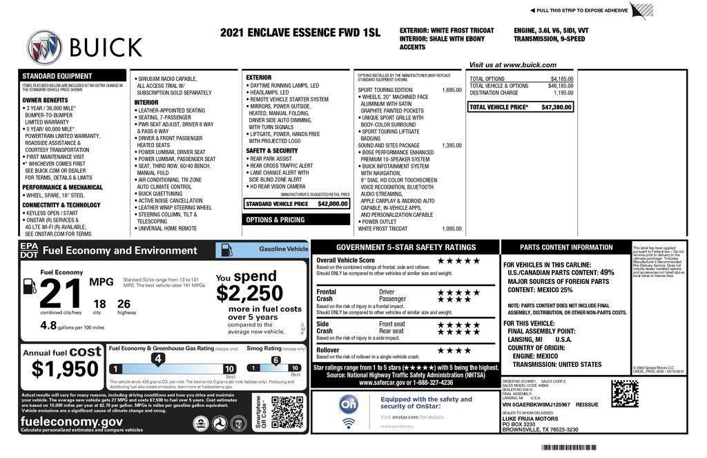 used 2021 Buick Enclave car, priced at $19,593