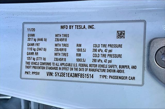 used 2021 Tesla Model 3 car, priced at $26,994