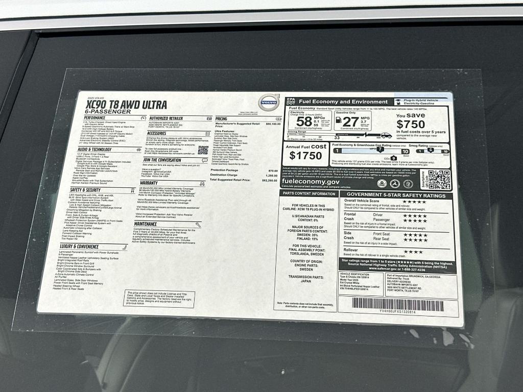 new 2025 Volvo XC90 Plug-In Hybrid car, priced at $74,964