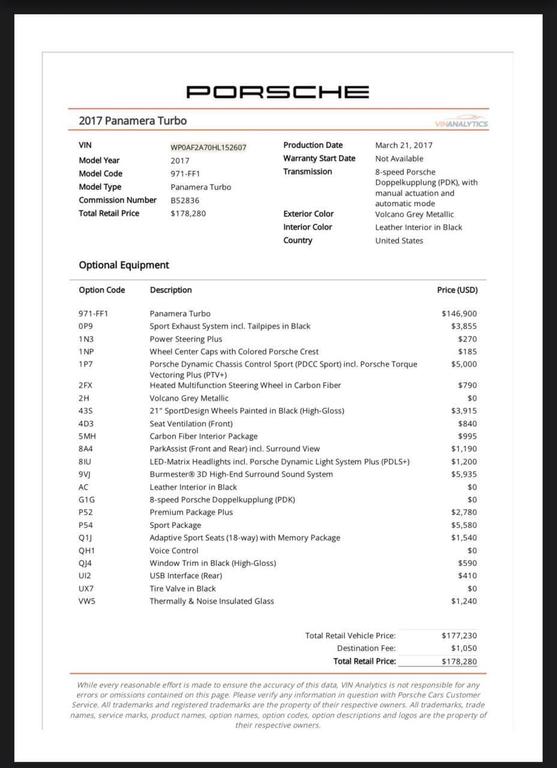 used 2017 Porsche Panamera car, priced at $54,995