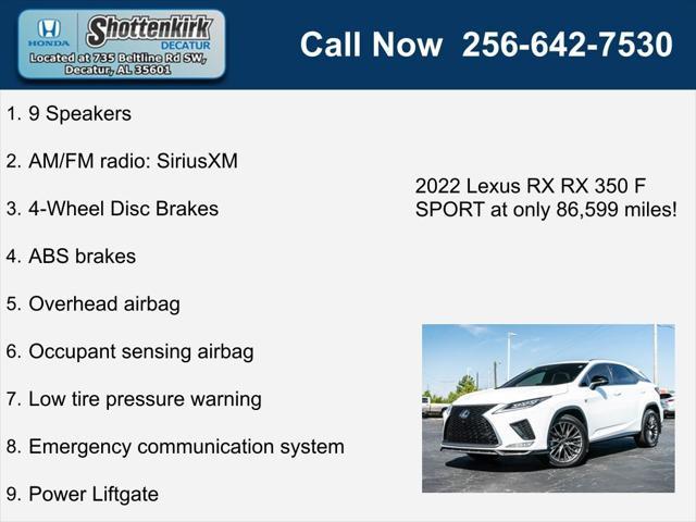 used 2022 Lexus RX 350 car, priced at $39,998