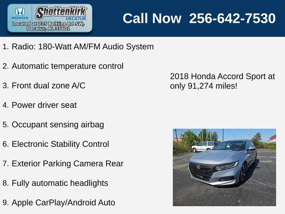 used 2018 Honda Accord car, priced at $19,887