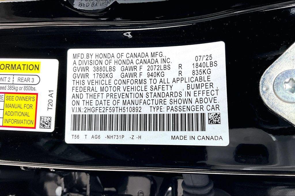 used 2026 Honda Civic car, priced at $28,047