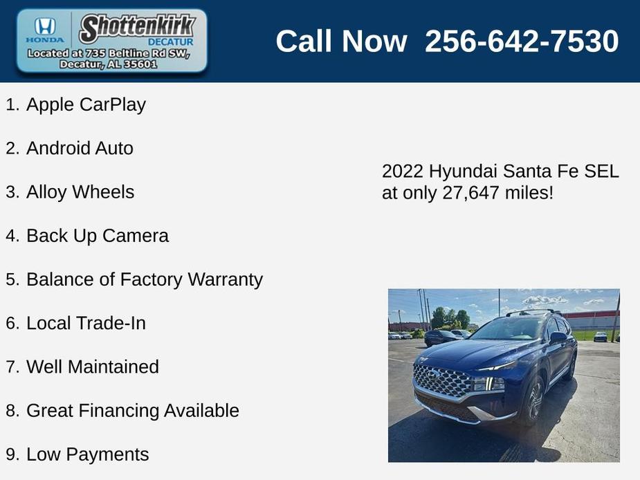 used 2022 Hyundai Santa Fe car, priced at $25,461