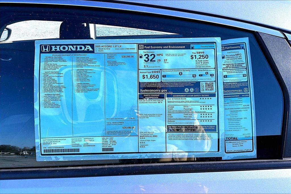 new 2025 Honda Accord car, priced at $29,490