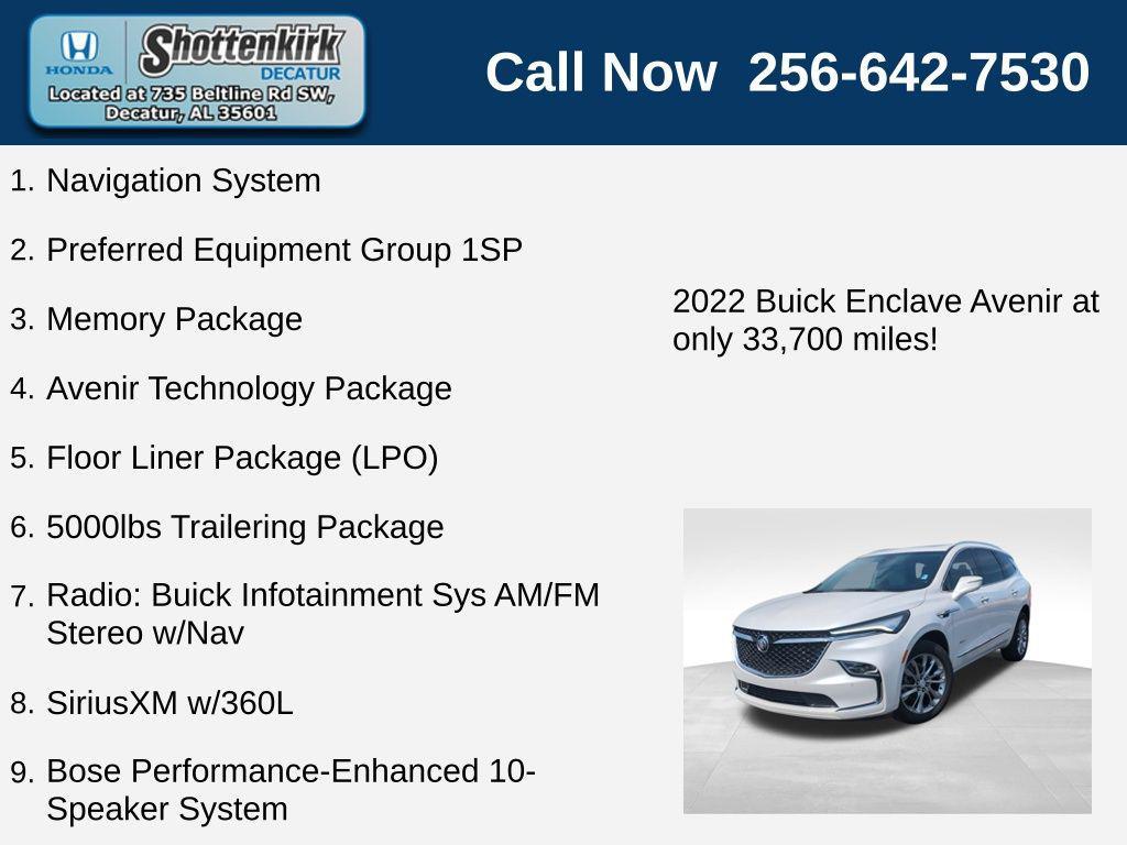 used 2022 Buick Enclave car, priced at $36,103