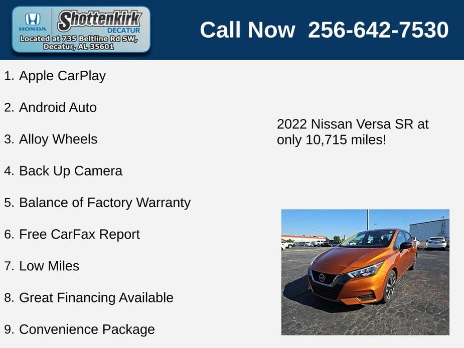 used 2022 Nissan Versa car, priced at $19,247