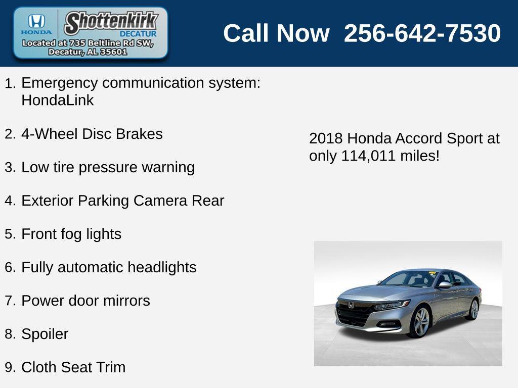 used 2018 Honda Accord car, priced at $18,428