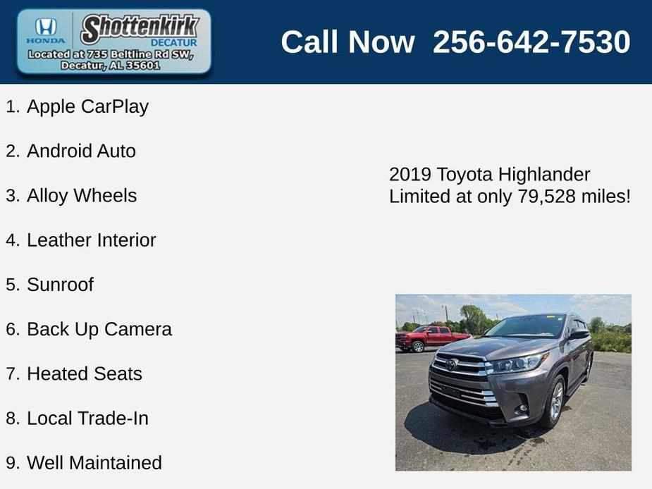 used 2019 Toyota Highlander car, priced at $28,995
