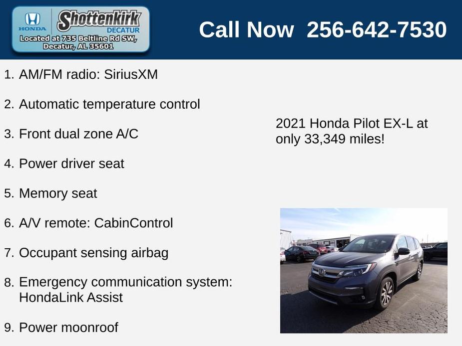 used 2021 Honda Pilot car, priced at $30,499